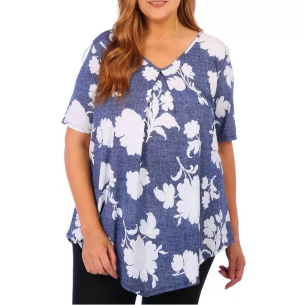 AMANA Women’s Floral V-Neck Blouse